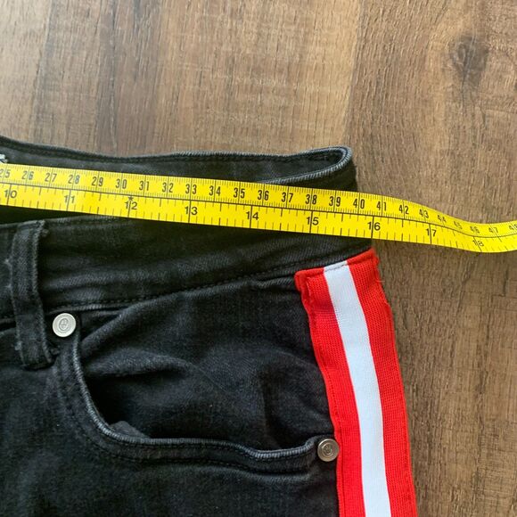 Sugarhill Malice Skinny Jeans Destroyed Black Red Hip Hop Grunge Dark 32x32 - Picture 15 of 16